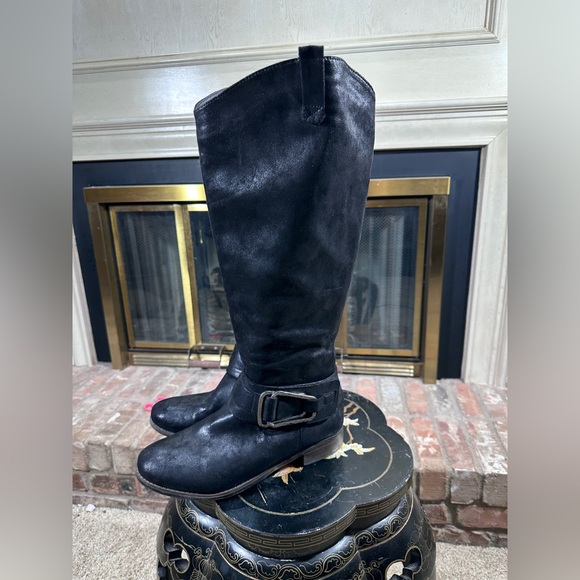 Torrid Black Knee High Moto Boots 10W Wide Calf Faux Leather Zip Riding Boot - Picture 4 of 14